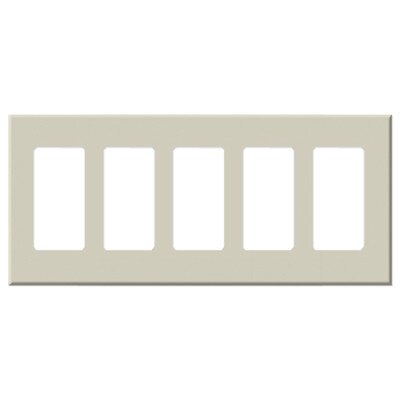 Leviton Decora Plus Screwless Snap-On Wallplate, 5-Gang, Light Almond